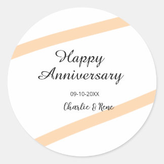 Sticker Rond Happy wedding anniversary orange pastel lines name