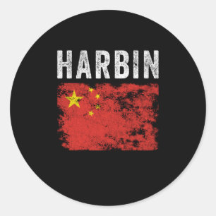 Sticker Rond Harbin Chine Drapeau Souvenir chinois