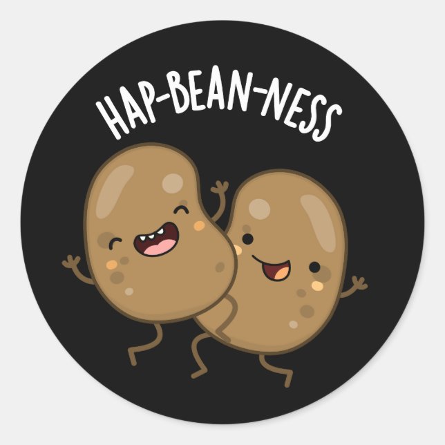 Sticker Rond Haricot-nausée amusant Bean Pun foncé BG (Devant)