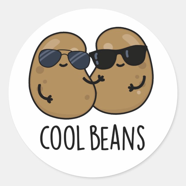 Sticker Rond Haricots cool amusant Veggie Legume Pun (Devant)