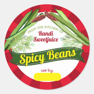 Sticker Rond Haricots verts épicés - boîte de conserve personna
