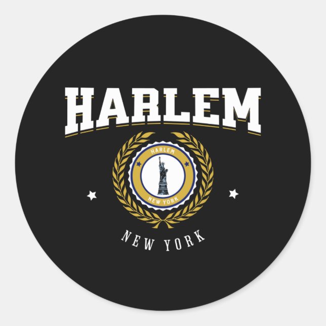 Sticker Rond Harlem New York White (Devant)