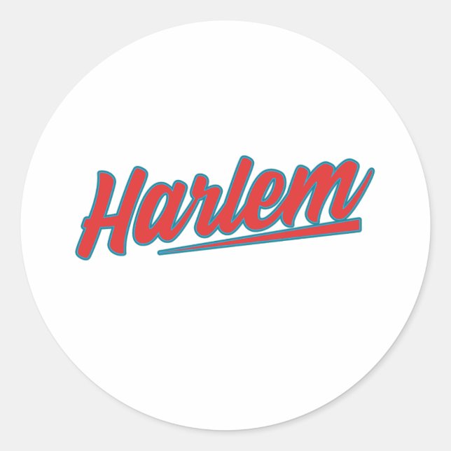 Sticker Rond Harlem Red Typographie (Devant)