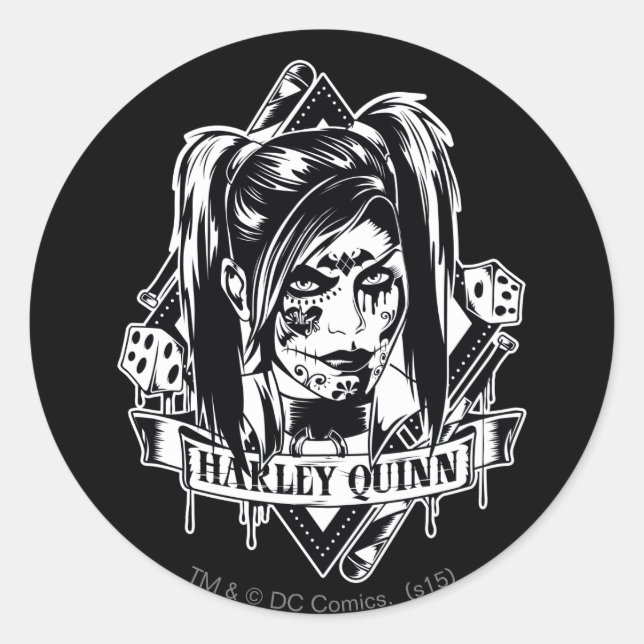 Sticker Rond Harley Quinn Badge (Devant)
