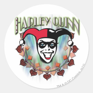 Sticker Rond Harley Quinn - Face et logo