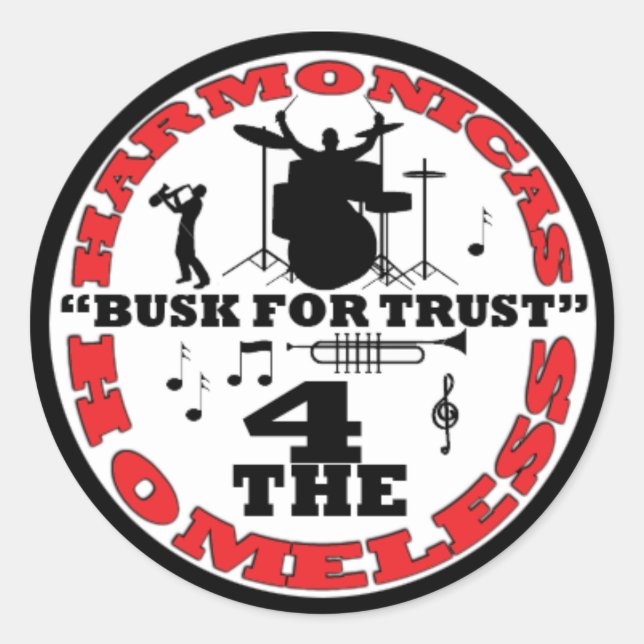 Sticker Rond Harmonicas pour les sans-abri (Devant)