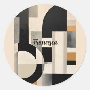 Sticker Rond Harmonie dans les tons : Composition Abstraite de 