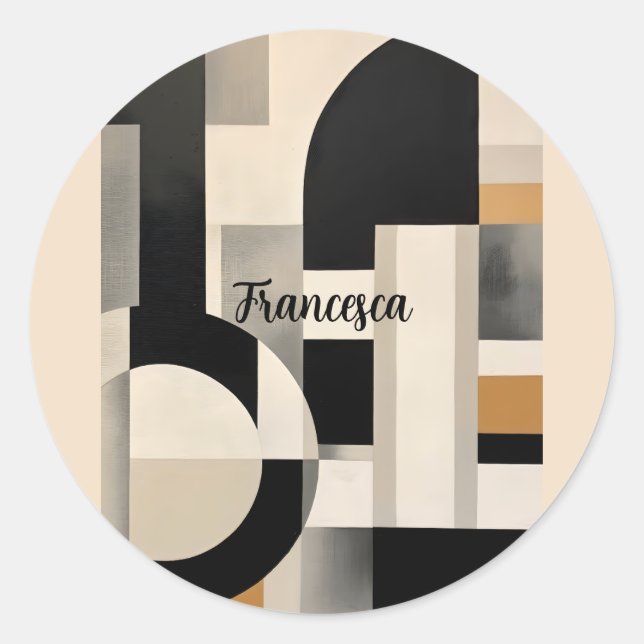Sticker Rond Harmonie dans les tons : Composition Abstraite de  (Devant)
