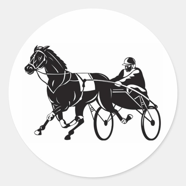 Sticker Rond harnais cart cheval course sulkies (Devant)
