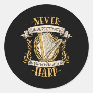 Sticker Rond Harpe musicien musicien instrument de musique Harp
