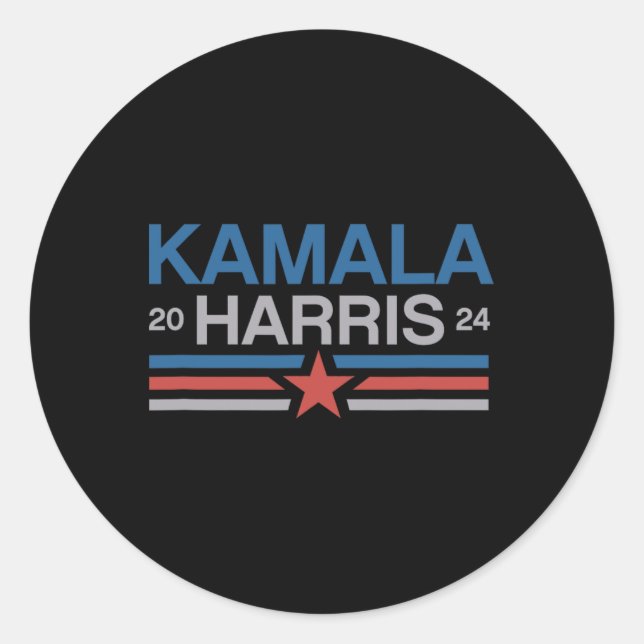 Sticker Rond Harris 2024 Bold Retro Stripe Star (Devant)