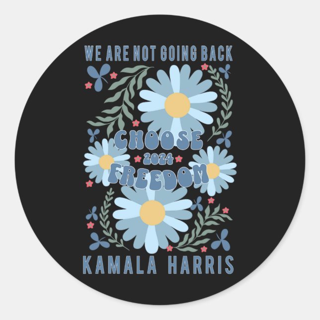 Sticker Rond Harris 2024 Choose Freedom Boho Fleurs sauvages (Devant)