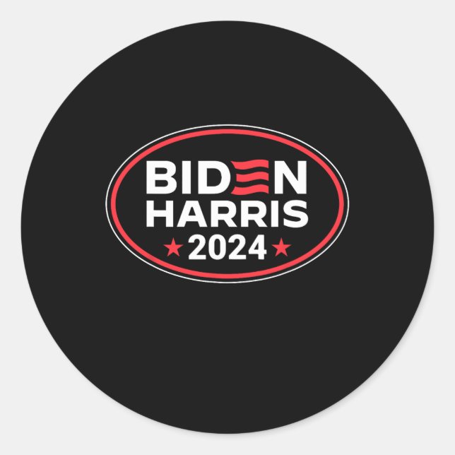 Sticker Rond Harris 2024 Président Drapeau américain Joe Biden  (Devant)