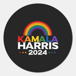 Sticker Rond Harris 2024 Rainbow Flag Gay pride Lgbt