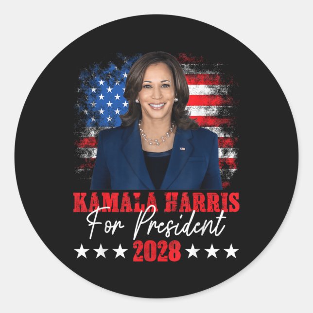 Sticker Rond Harris 2028 Vote Président Kamala Harris Election (Devant)
