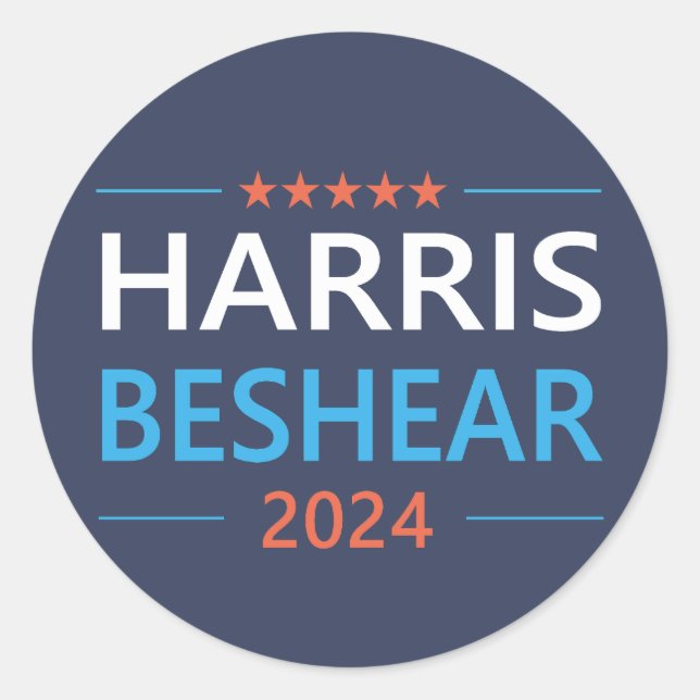 Sticker Rond Harris Beshear 2024 Kamala Harris Democrat (Devant)