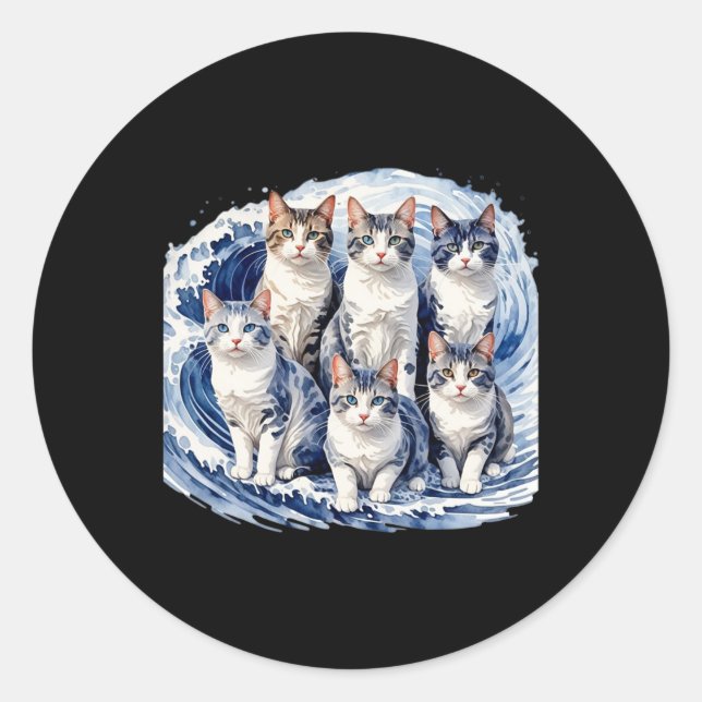 Sticker Rond Harris Blue Cats Wave - Drôle Pour Les Propriétair (Devant)