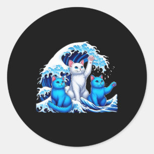 Sticker Rond Harris Blue Cats Wave Funny Pour Les Propriétaires