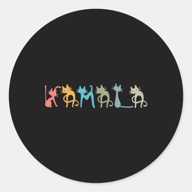 Sticker Rond Harris Cat Lettering Positive Funny (Devant)