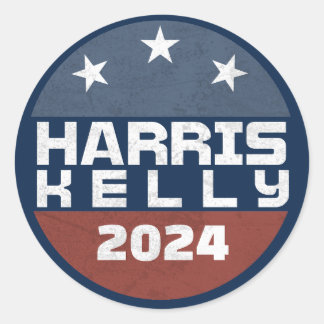 Sticker Rond Harris Kelly 2024 Vintage Red Blue Campagne
