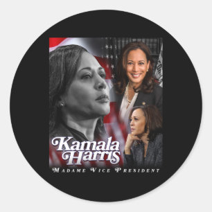 Sticker Rond Harris Madame Vice-Présidente, Hommes Et Femmes