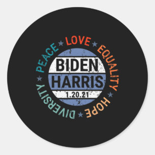 Sticker Rond Harris Peace Love Equality Hope Diversity Janvier