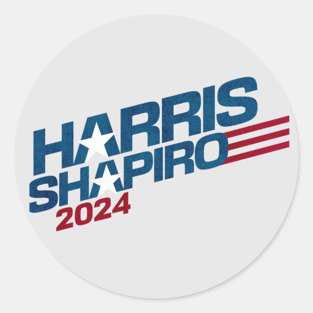 Sticker Rond Harris Shapiro 2024 Étoiles et rayures patriotique (Devant)