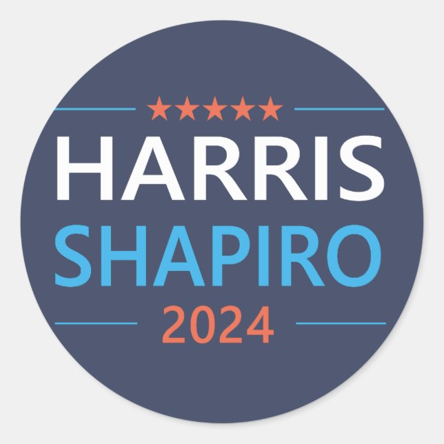 Sticker Rond Harris Shapiro 2024 Kamala Harris Democrat (Devant)