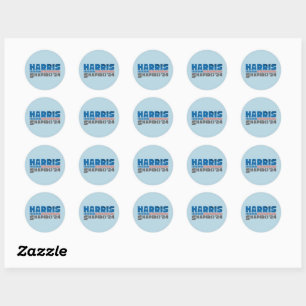 Sticker Rond Harris Shapiro 2024 Rayure Vintage Patriotique