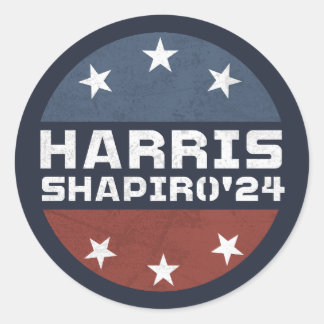 Sticker Rond Harris Shapiro 2024 Rouge Bleu Vintage