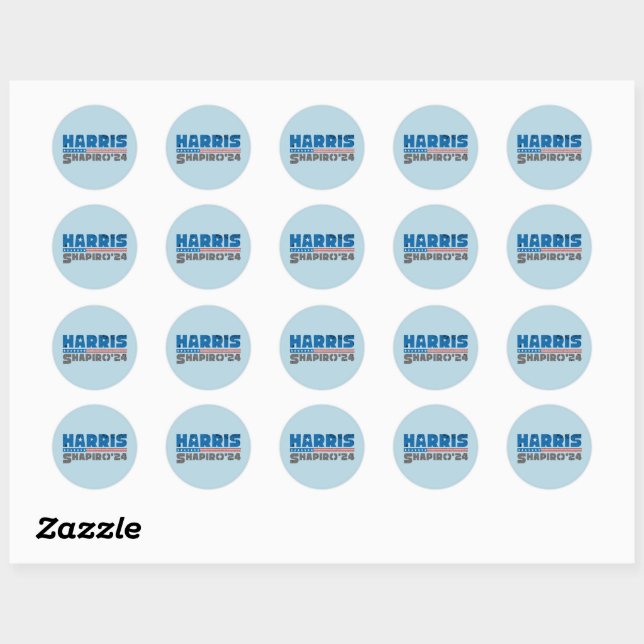 Sticker Rond Harris Shapiro 2024 Vintage bande patriotique (Feuille)
