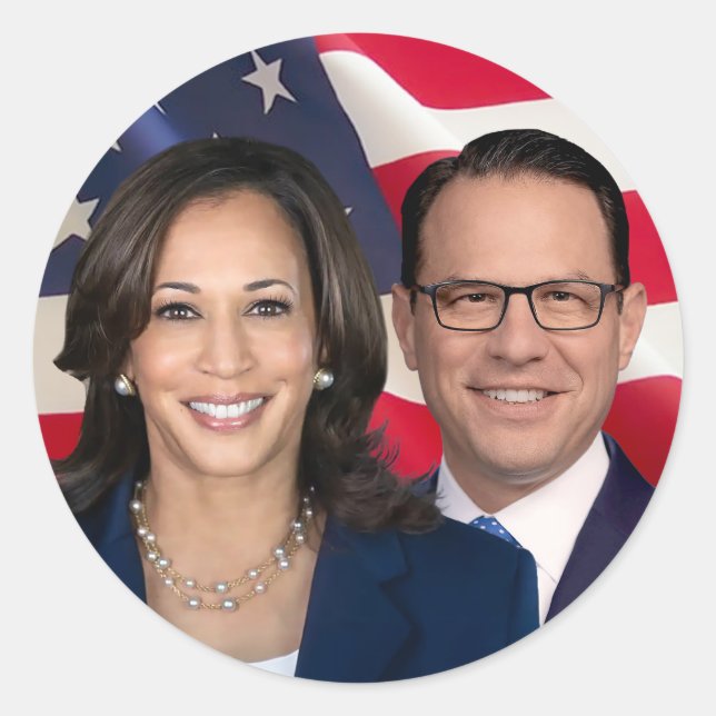 Sticker Rond Harris Shapiro pour l'Amérique 2024 (Devant)