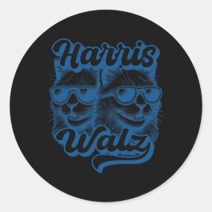 Sticker Rond Harris Tim WAlzheimer Waltz 2024 Drôle Retro Cat