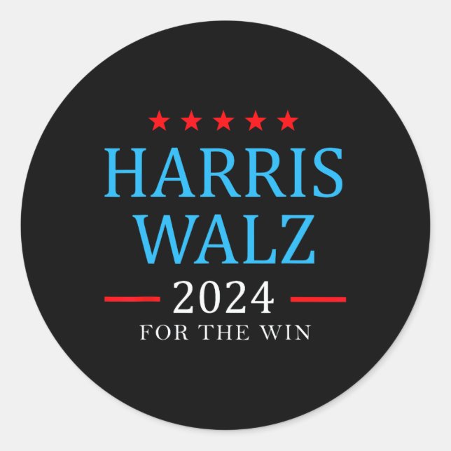Sticker Rond Harris W 2024 Pour La Campagne Win Kamala (Devant)