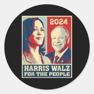 Sticker Rond Harris W 2024 Pour Les Démocrates Du Peuple Vote K