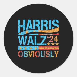 Sticker Rond Harris W Évidemment ! Harris Waltz 2024 Election 1
