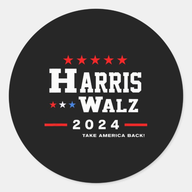 Sticker Rond Harris Waltz 2024 Election Kamala Harris Tim Waltz (Devant)