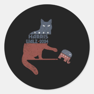 Sticker Rond Harris Waltz 2024 Vp Président Élection Drôle Chat