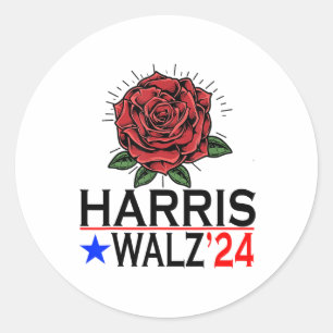 Sticker Rond Harris Waltz Vote Kamala Flower 2024