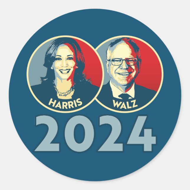 Sticker Rond Harris Walz 2024 (Devant)
