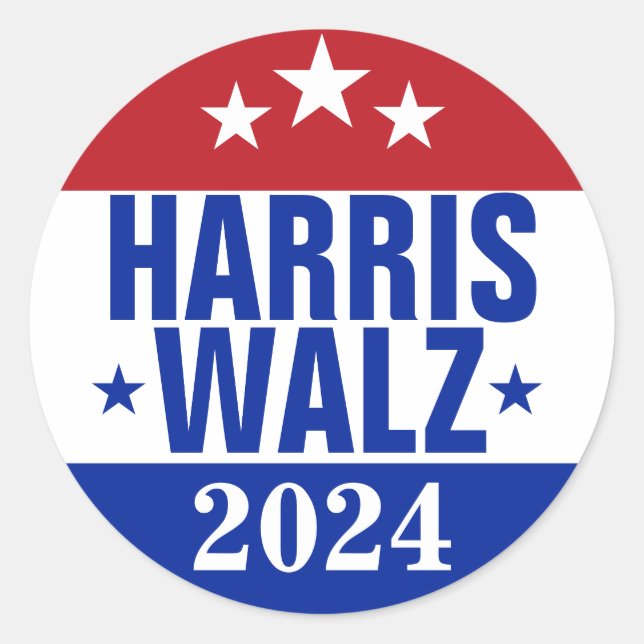 Sticker Rond Harris Walz 2024 Campagne Rouge Bleu (Devant)