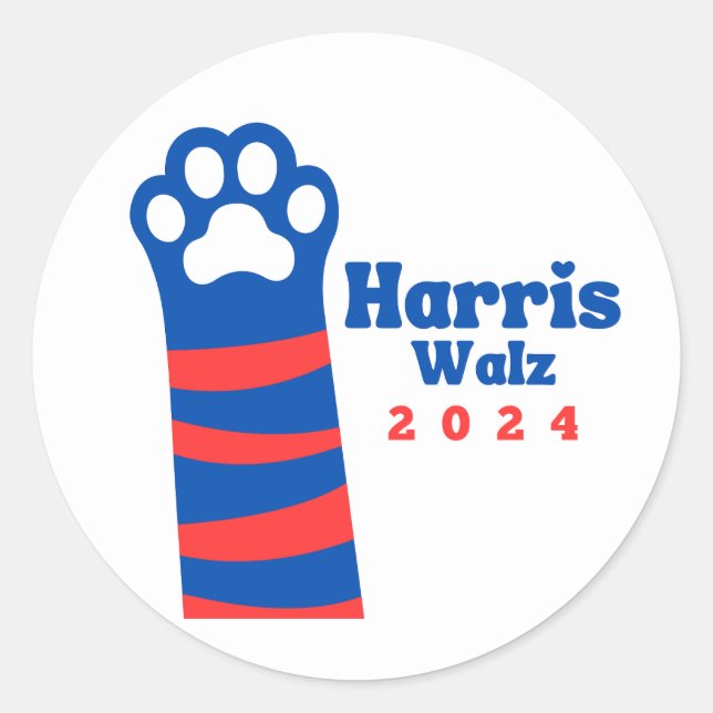 Sticker Rond Harris Walz 2024 Cat Ladies Democrat Election (Devant)