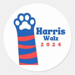 Sticker Rond Harris Walz 2024 Cat Ladies Democrat Election