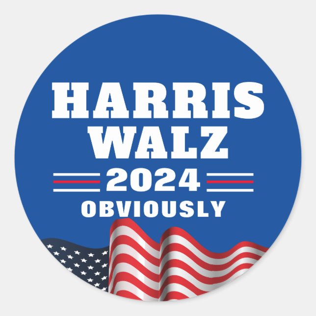 Sticker Rond Harris Walz 2024 | Évidemment (Devant)