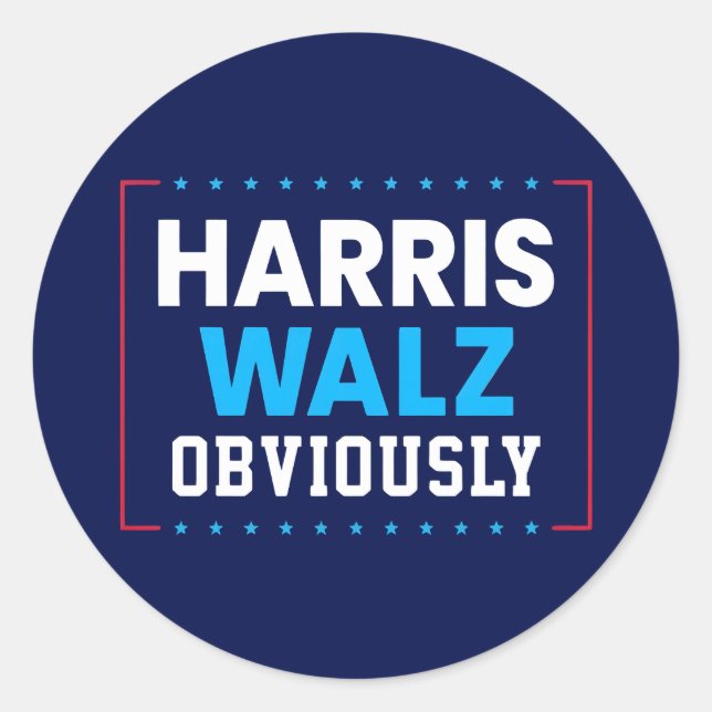 Sticker Rond Harris Walz 2024 Évidemment (Devant)