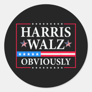 Sticker Rond Harris Walz 2024 Évidemment   Tim Walz