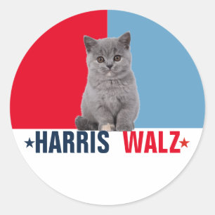Sticker Rond Harris Walz 2024 Manifestement rouge bleu