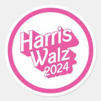 Sticker Rond Harris Walz 2024 Pink