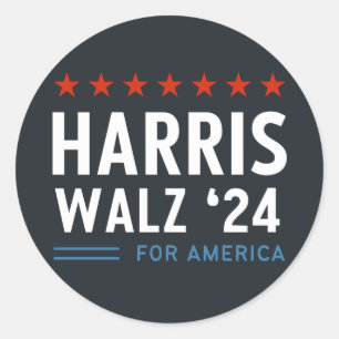Sticker Rond Harris Walz 2024 Pour L'Amérique