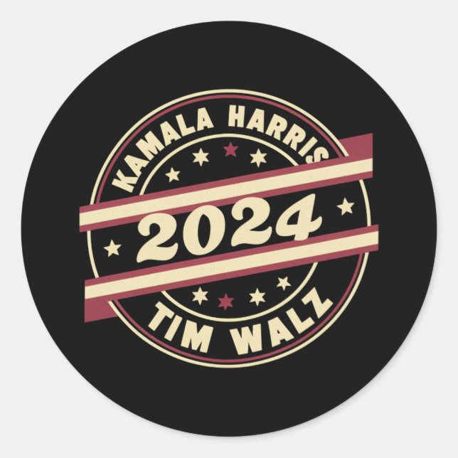 Sticker Rond Harris Walz 2024 pour le président Patriotic Kamal (Devant)